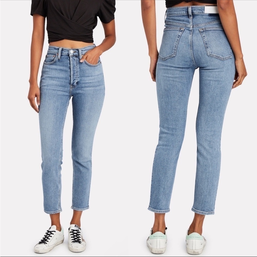 Re/Done Originals 90s Mid Rise Ankle Crop in Soft Indigo 30